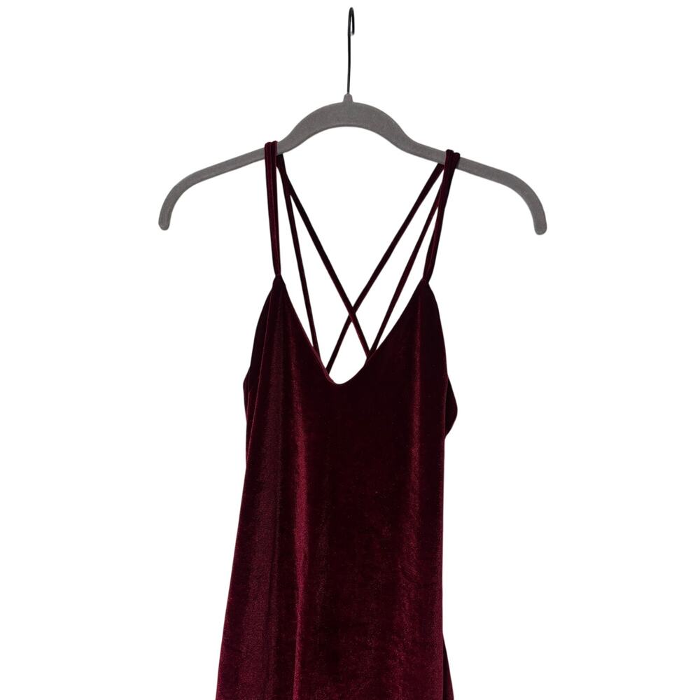 Burgundy Velvet Strappy Midi Dress - Picture 3 of 10